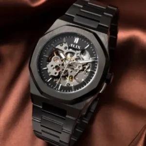 AL2902 Black Skeleton Automatic watch for men's