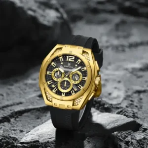 NAVIFORCE NF8063 Gold-Black multifuntional chronograph Analog Watch