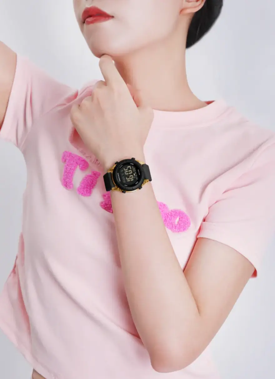 NF7108 Black round dial LCD display sports Digital Watch - Image 2