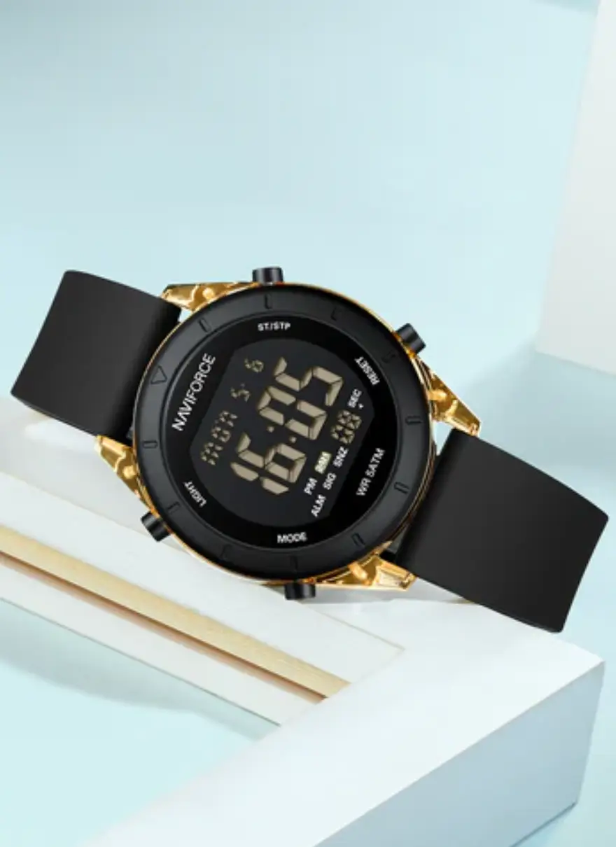 NF7108 Black round dial LCD display sports Digital Watch - Image 3