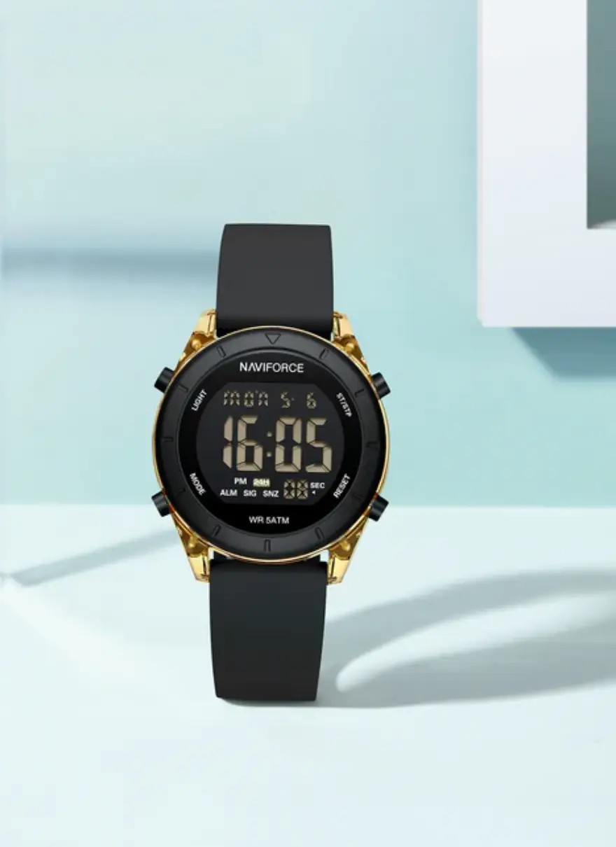 NF7108 Black round dial LCD display sports Digital Watch