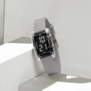 NF7118 Black rectangular dial with Gray silicone strap Digital Watch