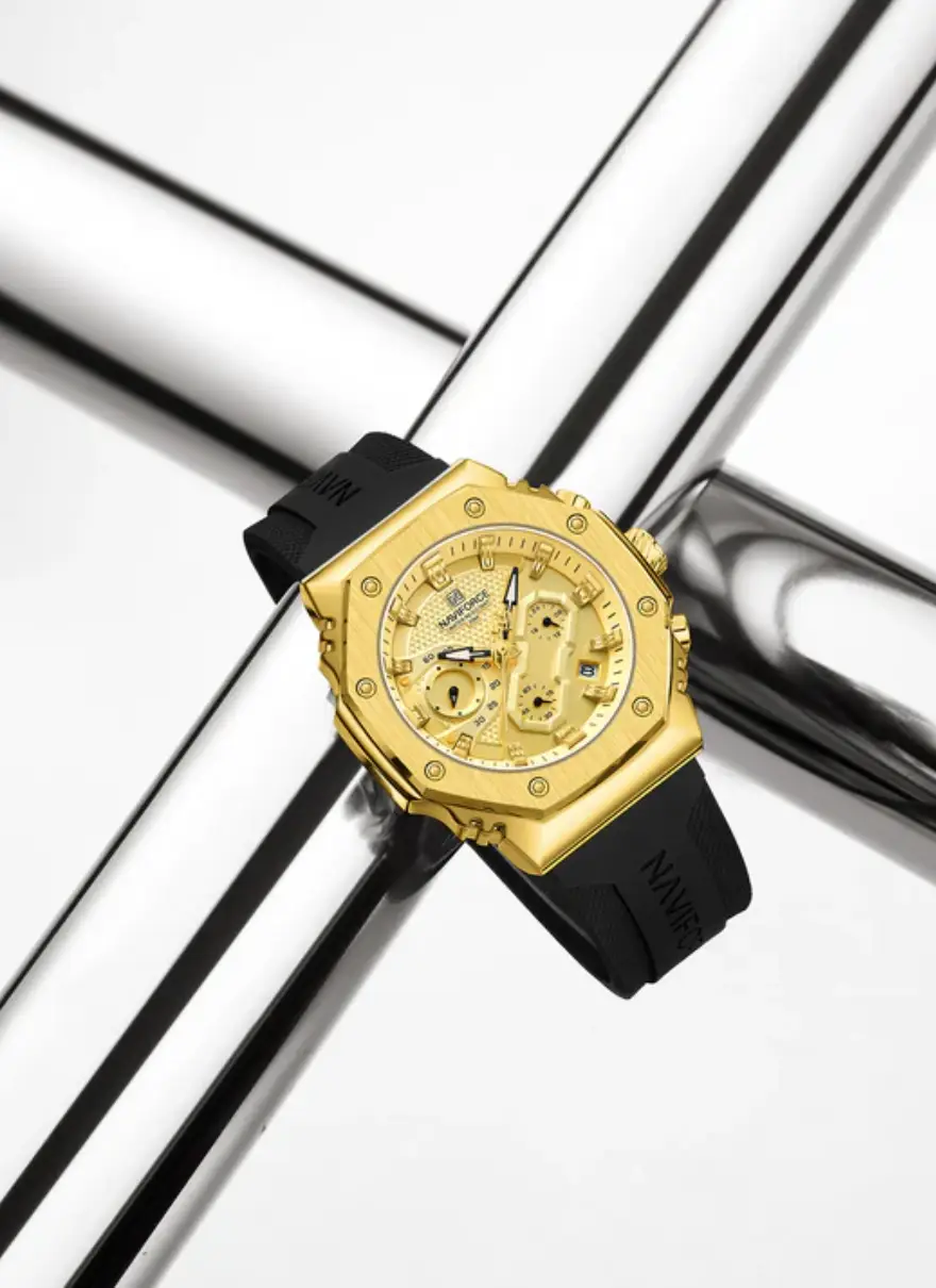 NF8035L Gold Black analog chronograph women's watch-NAVIFORCE