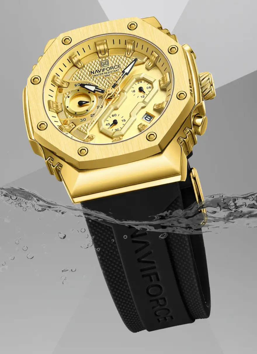 NF8035L Gold Black analog chronograph women's watch-NAVIFORCE - Image 2