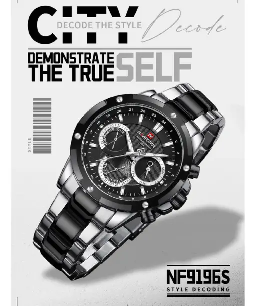 NF9196 SILVER BLACK Chronograph watch for men - NAVIFORCE