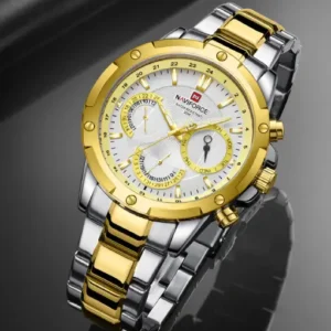 NF9196 Silver Gold Chronograph watch for men - Naviforce