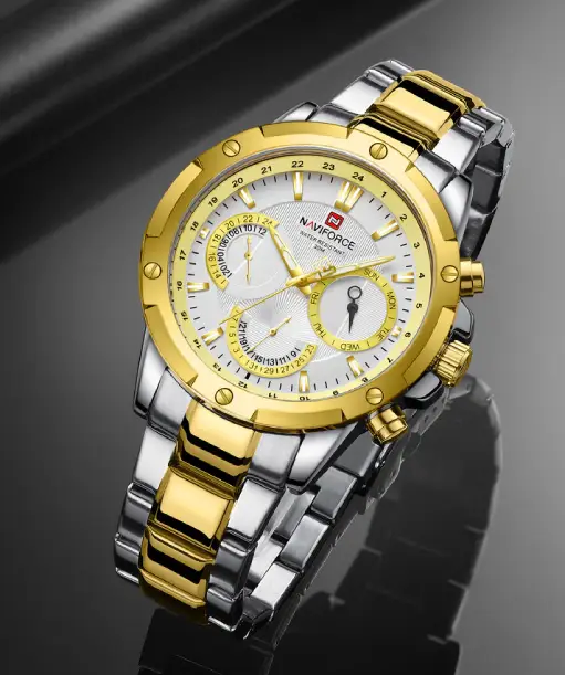 NF9196 Silver Gold Chronograph watch for men - Naviforce