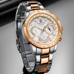 NF9196 Silver RoseGold Chronograph watch for men - Naviforce