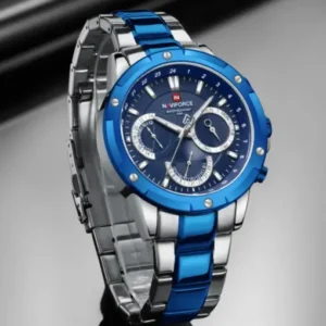 NF9196 Silver blue Chronograph watch for men - Naviforce