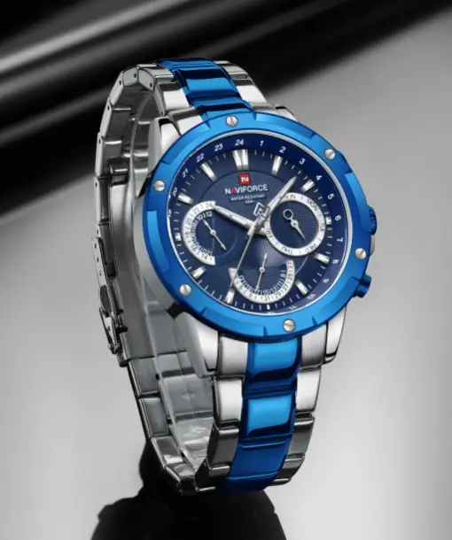 NF9196 Silver blue Chronograph watch for men - Naviforce