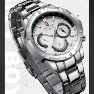 NF9196 Silver white Chronograph watch for men - Naviforce