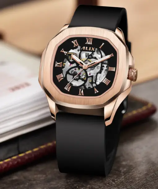 AL2901 Rose gold Skeleton Automatic men's watch