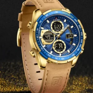 NF9197L Light Brown leather Ana-digital watch for men - NAVIFORCE