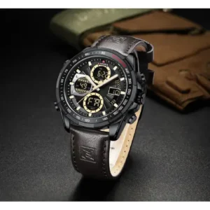 NF9197L brown leather ana-digital watch for men - NAVIFORCE