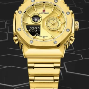 NF9216 Gold digital - analog chronograph watch for men's-NAVIFORCE
