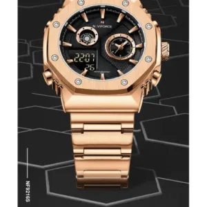 NF9216 Rosegold-Black digital - analog chronograph watch for men's-NAVIFORCE