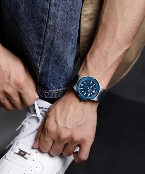 Naviforce NF9233 Blue and silver with leather strap Analog Watch - Image 3
