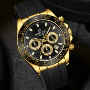 Naviforce NF8054 Black Dial With Silicon Strap Analog watch