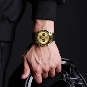 Naviforce NF8054 Gold Dial With Black Silicon Strap Analog watch