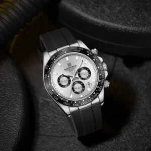 Naviforce NF8054 White Dial With Black Silicon Strap Analog watch