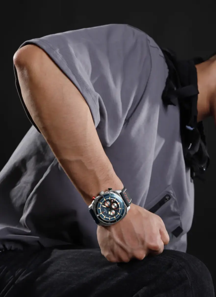 Naviforce NF8057 Blue Leather Strap Analog Watch - Image 2