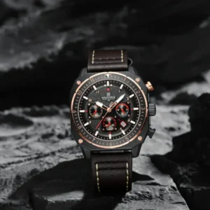 Naviforce NF8057 Brown Leather Strap Analog Watch