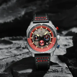 Naviforce NF8057 Silver-Black Leather Strap Analog Watch