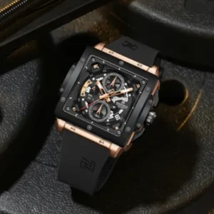 Naviforce NF8064 Elegant Square Rose Gold-Black dial Analog watch