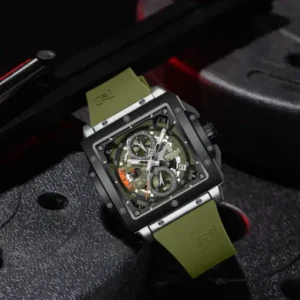 Naviforce NF8064 Elegant Square Silver-Green dial Analog watch