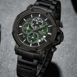 Naviforce NF8065 Black-Green Stainless Steel Analog watch