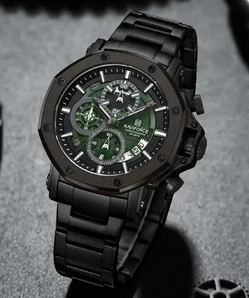 Naviforce NF8065 Black-Green Stainless Steel Analog watch (1)