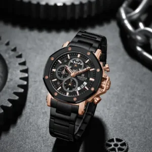 Naviforce NF8065 Rosegold-Black Stainless Steel Analog watch