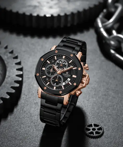 Naviforce NF8065 Rosegold-Black Stainless Steel Analog watch
