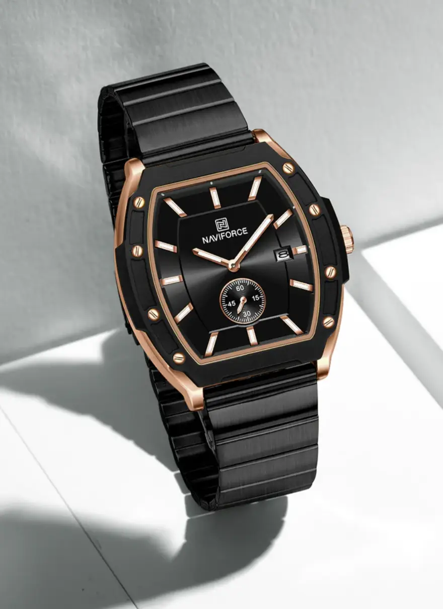 Naviforce NF8068L Rosegold Metallic Accents Analog Watch
