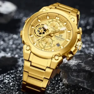Naviforce NF8071 Gold choronograph dial Analog Watch
