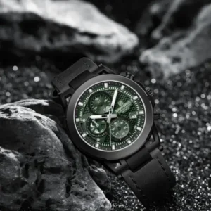 Naviforce NF8073 Unique Green Dial With Genuine Leather Analog Watch