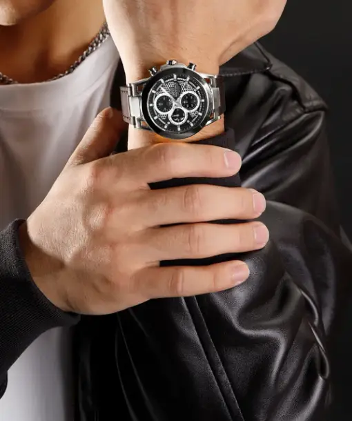 Naviforce NF8073 Unique Silver-Brown Genuine Leather Analog Watch - Image 3