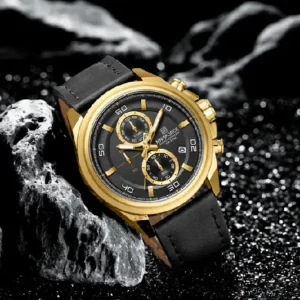 Naviforce NF8075 Gold-Black Military Style Men’s Analog Watch