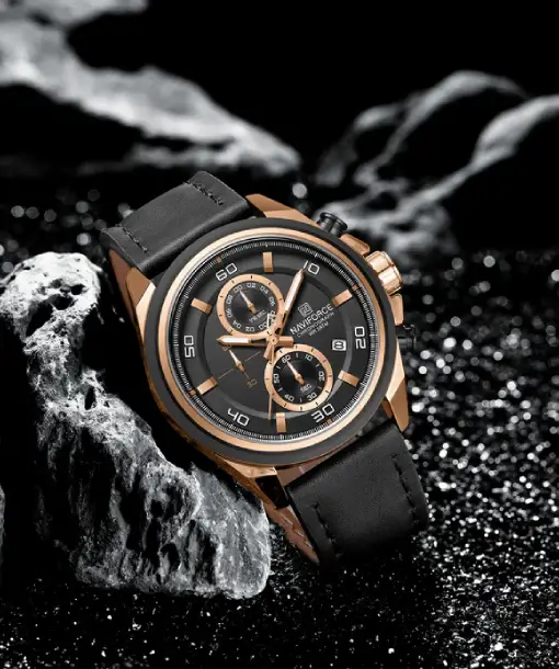 Naviforce NF8075 RoseGold-Black Military Style Men’s Analog Watch