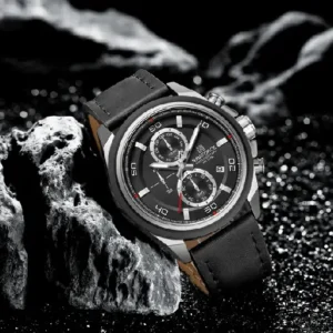 Naviforce NF8075 Silver-Black Military Style Men’s Analog Watch