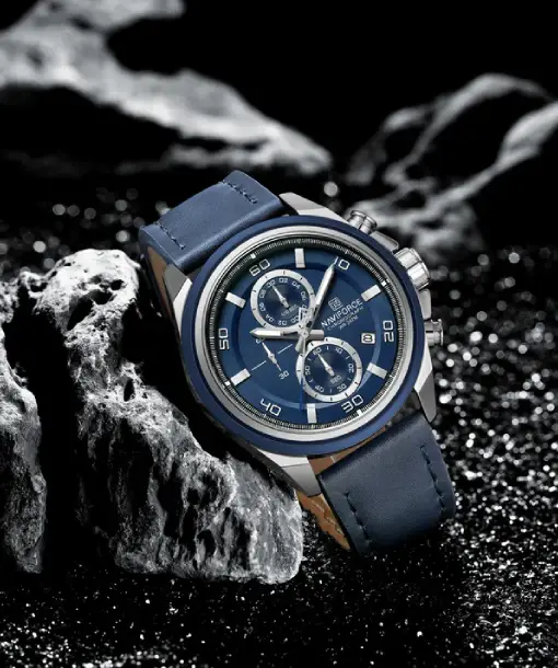 Naviforce NF8075 Silver-Blue Military Style Men’s Analog Watch
