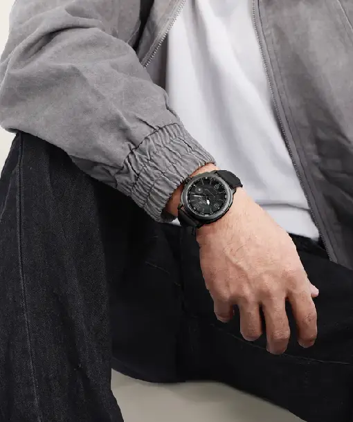 Naviforce NF8078 gray dial with black leather strap Analog Watch - Image 3