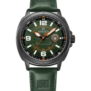 Naviforce NF8078 green dial with green leather strap Analog Watch