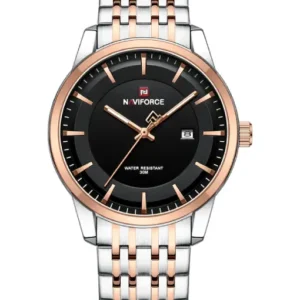 Naviforce NF9228G Silver-Rosegold High Quality strap Analog Watch