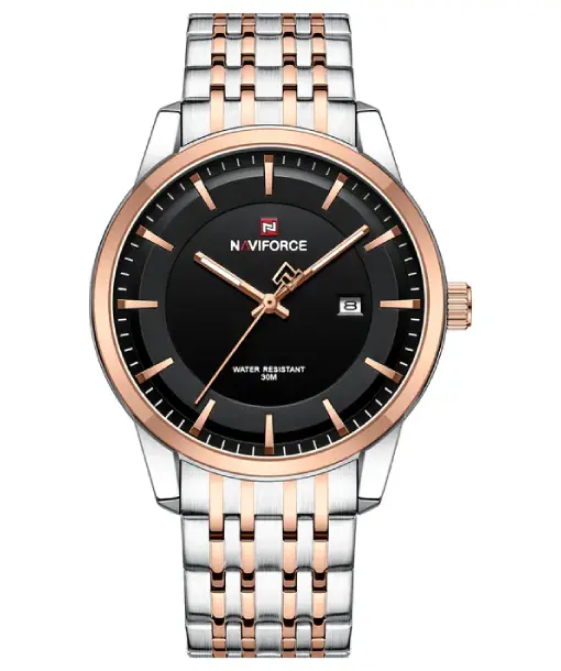 Naviforce NF9228G Silver-Rosegold High Quality strap Analog Watch