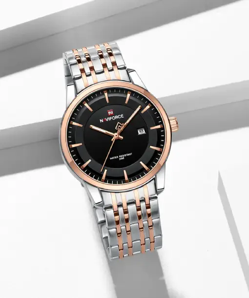 Naviforce NF9228G Silver-Rosegold High Quality strap Analog Watch (4)