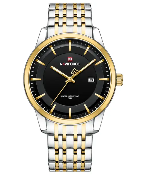 Naviforce NF9228G Silver-gold High Quality strap Analog Watch