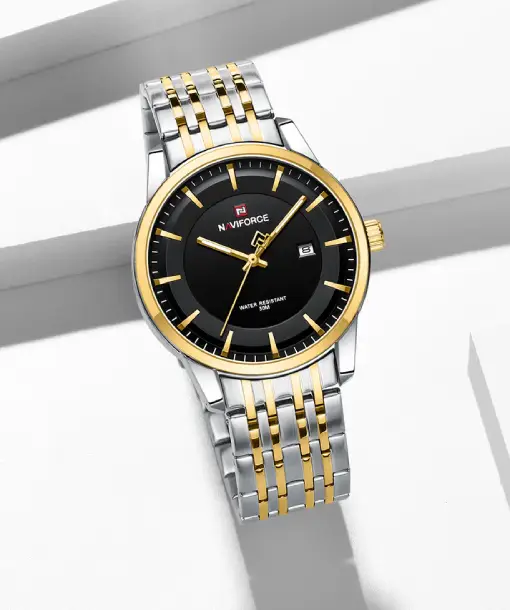 Naviforce NF9228G Silver-gold High Quality strap Analog Watch (4)