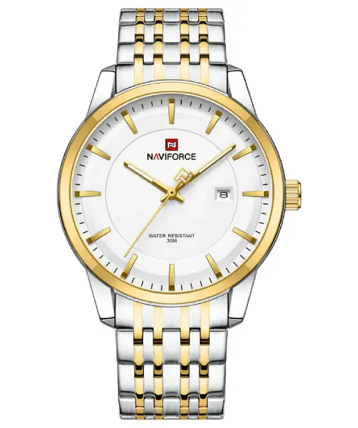 Naviforce NF9228G Silver-gold High Quality strap Analog Watch
