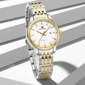 Naviforce NF9228L Silver-gold High Quality strap Analog Watch